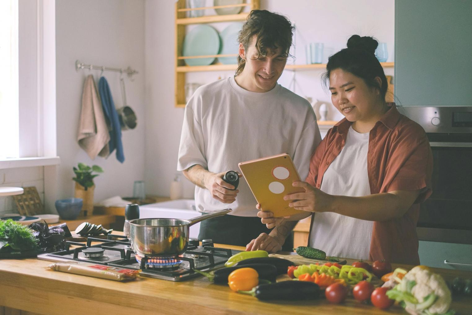 Sous-vide cooking equipment setup in teaching kitchen